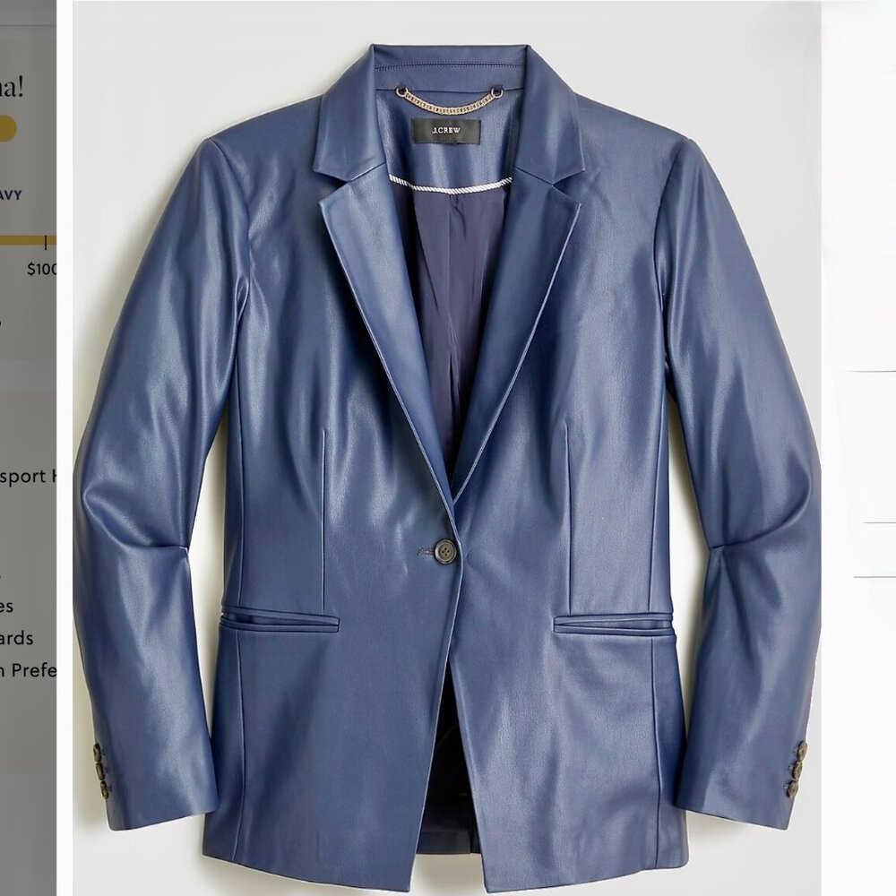J Crew:  Limited-edition cutaway blazer in faux leather